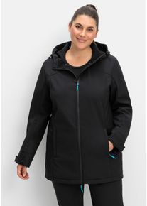sheego Große Größen Softshelljacke mit 2-Wege-Reißverschluss, schwarz, Größe 42 - Damen