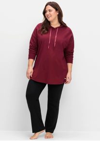 sheego Große Größen Longsweatshirt in Oversize-Form, weinrot, Größe 48/50 - Damen
