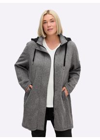 sheego Gro&szlig;e Gr&ouml;&szlig;en Strickfleecejacke mit Kapuze, anthrazit-meliert, Gr&ouml;&szlig;e 54 - Damen