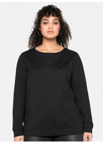 sheego Große Größen Sweatshirt mit seitlichen Zippern, schwarz, Größe 52/54 - Damen