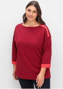 sheego Große Größen Sweatshirt mit kontrastfarbenen Details, dunkelrot, Größe 40/42 - Damen