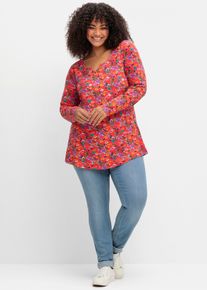 sheego by Joe Browns sheego Große Größen Longshirt mit Blumenprint, rot-gemustert, Größe 48/50 - Damen