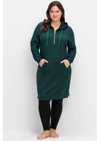 sheego Große Größen Sweatkleid mit Kängurutasche, kniefrei, tiefgrün, Größe 48/50 - Damen