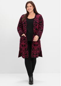 sheego by Joe Browns sheego Große Größen Longstrickjacke mit Jacquard-Muster, schwarz-gemustert, Größe 56/58 - Damen