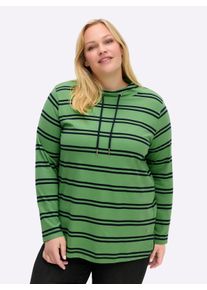 sheego Große Größen Longshirt mit Tunnelzug am Stehkragen, apfel-tiefblau-gestreift, Größe 40/42 - Damen
