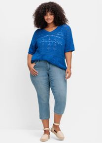 sheego Große Größen Pullover im Ajourstrick, kobaltblau, Größe 40/42 - Damen