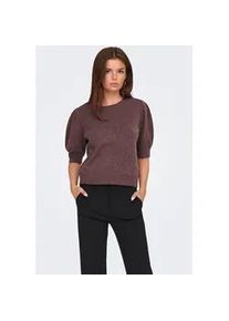 Strickpullover Only "ONLRICA LIFE 2/4 PULLOVER KNT NOOS", Damen, Gr. XS, braun (rose braun detail:with melange), Strick, Obermaterial: 93% Polyester, 4% Nylon, 3% Elasthan, meliert, regular fit h&uuml;ftlang, Rundhals, Rippb&uuml;ndchen, Pullover Strickpullover, Materialmix