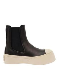 Marni Stiefel - Black Chelsea Boots With Logo Patch In Leather - Gr. 39 (EU) - in Schwarz - f&uuml;r Damen