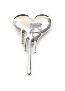 Brosche Firetti "Schmuck Geschenk Ansteckschmuck Herz mit gro&szlig;em Stein glitzernd", wei&szlig; (silberfarben,,, kristallwei&szlig;, kristallwei&szlig;), Broschen, Damen, Metall, Brosche, mit Glasstein