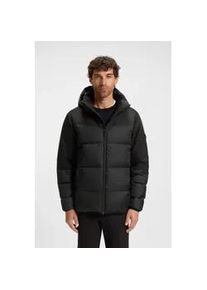 Daunenjacke BOSS Green, Herren, Gr. S, schwarz001, Web, Obermaterial: 100% Polyester. F&uuml;llung: 80% Entendaune, 20% Entenfeder, unifarben, regular fit h&uuml;ftlang, hoch geschlossener Ausschnitt, elastischer Bund, Jacken Daunenjacke, abnehmbare Kapuze, Regular Fit, warm wattiert