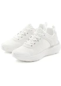 Sneaker Lascana "Turnschuhe", Damen, Gr. 42, wei&szlig;, Obermaterial: 70% Textilmaterial, 30% Lederimitat. Decksohle: 100% Textilmaterial. Futter: 100% Textilmaterial. Laufsohle: 100% Synthetik, unifarben, Basic, Schuhe Sneaker, Freizeitschuh, Schn&uuml;rhalbschuh mit herausnehmbarer Innensohle VEGAN