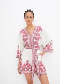 bonprix Jumpsuit, beige, Gr.34, Stylischer Jumpsuit mit tollem Bindeband und tiefem Ausschnitt, aus Viskose