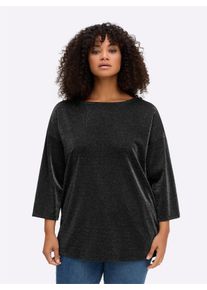 sheego Gro&szlig;e Gr&ouml;&szlig;en Sweatshirt aus Glitzergarn, schwarz, Gr&ouml;&szlig;e 44/46 - Damen