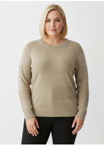 sheego Große Größen Langarm-Pullover mit Glitzergarn, beige, Größe 48 - Damen