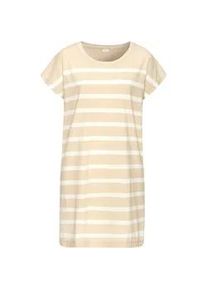 Nachthemd s.Oliver, Damen, Gr. 40/42, N-Gr, beige (beige, wei&szlig;, gestreift), Single Jersey, Obermaterial: 60% Baumwolle, 40% Polyester, gestreift, unifarben, loose fit mini, Rundhals, angeschnitten, Kleider Nachthemd, mit garngef&auml;rbten Streifen