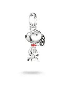 Charm-Einh&auml;nger Thomas Sabo "Thomas Sabo x Peanuts Snoopy Pav&eacute; Charm - Connect", silberfarben, schwarz, rot, schwarz, Charms, Damen, Silber 925 (recycelt), mit Zirkonia (synth.)