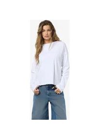 Langarmshirt Noisy may "NMMOCCA L/S REGULAR FIT TOP JRS FWD NOOS", Damen, Gr. XS, wei&szlig; (hellwei&szlig;), Jersey, Obermaterial: 95% Baumwolle, 5% Elasthan, unifarben, normal, Rundhals, Shirts Langarmshirt