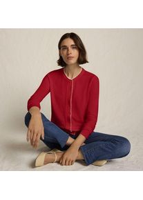 LANDS' END Cardigan mit Perlenverzierung Silk Touch, Damen,  Rot, Polyester/Viskose/Polyester-Mischung, by Lands' End