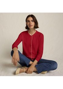 LANDS' END Cardigan mit Perlenverzierung Silk Touch, Damen,  Rot, Polyester/Viskose/Polyester-Mischung, by Lands' End