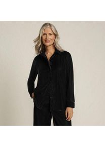 LANDS' END Samtbluse, Damen,  Schwarz, Polyester, by Lands' End