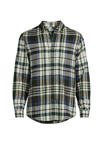 LANDS' END Flanellhemd Flagship, Classic Fit, Herren,  Wei&szlig;, Baumwolle/Baumwoll-Mischung/Polyester-Mischung, by Lands' End
