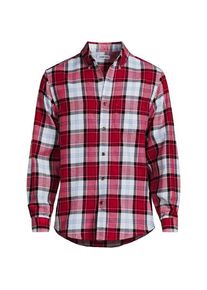LANDS' END Flanellhemd Flagship, Classic Fit, Herren,  Rot, Baumwolle/Baumwoll-Mischung/Polyester-Mischung, by Lands' End