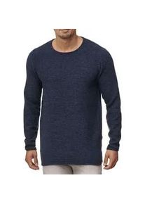 Rundhalspullover INDICODE "Kristian", Damen, Gr. L, blau (navy), Strick, Obermaterial: 100% Baumwolle, unifarben, regular fit normal, Rundhals, Pullover Rundhalspullover