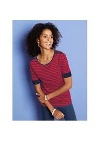 Rundhalsshirt Classic Basics "Shirt", Damen, Gr. 42, rot (rot, geringelt), 100% Baumwolle, gemustert, gestreift, mehrfarbig, Rundhals, Shirts Rundhalsshirt