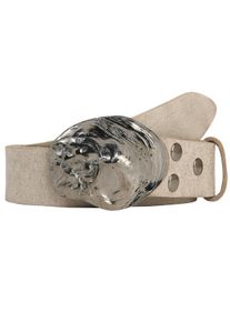 Lederg&uuml;rtel RETTUNGSRING G&Uuml;RTEL, Damen, Gr. 95, grau (hellgrau), Leder, unifarben, G&uuml;rtel Lederg&uuml;rtel, mit austauschbarer Schlie&szlig;e &raquo;Auster Muschel Schwarz&laquo;