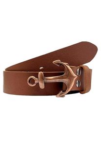 Lederg&uuml;rtel RETTUNGSRING G&Uuml;RTEL, Damen, Gr. 120, braun, B&uuml;ffelleder, unifarben, G&uuml;rtel Lederg&uuml;rtel, mit Anker-Schlie&szlig;e in kupferfarben