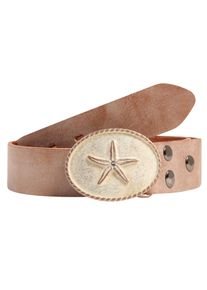 Lederg&uuml;rtel RETTUNGSRING G&Uuml;RTEL, Damen, Gr. 120, beige (natur), Leder, unifarben, G&uuml;rtel Lederg&uuml;rtel, mit austauschbarer Schlie&szlig;e &raquo;Seestern Rosa Kristall&laquo;