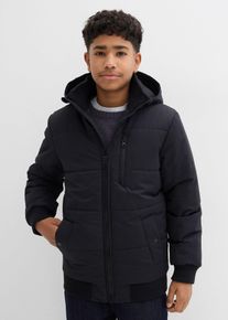 bonprix Winter-Steppjacke in Blousonform mit Kapuze, schwarz, Gr.140/146, Modischer Winter-Blouson f&uuml;r Jungen mit Rippb&uuml;ndchen