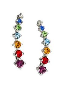 Paar Ohrstecker Firetti "Schmuck Geschenk Silber 925 Ohrschmuck Ear Climber Regenbogen", silber (silberfarben, mehrfarbig, mehrfarbig), Ohrringe, Damen, Silber 925 (Sterlingsilber), mit Kristallmix