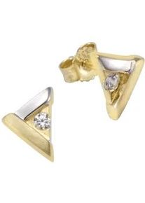 Paar Ohrstecker Vivance "333 Gold zweifarbig Zirkonia wei&szlig;", bunt (mehrfarbig, wei&szlig;), Ohrringe, Damen, one-size, Gold