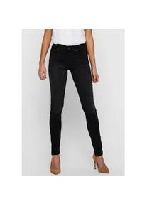 Skinny-fit-Jeans Only "ONLBLUSH LIFE MID", Damen, Gr. XL (42), L&auml;nge 32, schwarz (schwarz denim), Denim/Jeans, Obermaterial: 92% Baumwolle, 6% Elastomultiester, 2% Elasthan, Abriebeffekte, Jeans 5-Pocket-Jeans
