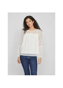 Blusenshirt Vila "VIEDEE L/S TOP - NOOS", Damen, Gr. 44, wei&szlig; (snow wei&szlig;), Chiffon, Obermaterial: 100% Polyester, unifarben, regular fit normal, Rundhals, Shirts Blusenshirt