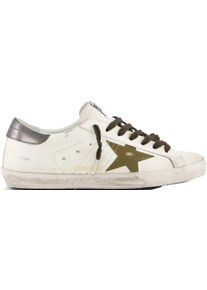 Golden Goose Deluxe Brand Golden Goose Low-Top Sneaker - Heren Super-Star Sneaker Wit/Groen - Gr. 45 (EU) - in Wei&szlig; - f&uuml;r Damen