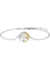 Armband JULIE JULSEN "925 Silber rhodiniert teils vergoldet Liebesbaum Zirkonia", bunt (mehrfarbig), Armb&auml;nder, Damen, 19cm, Silber 925 (Sterlingsilber), gl&auml;nzend, Armband