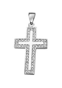 Kettenanh&auml;nger Firetti "Schmuck Geschenk Silber 925 Halsschmuck Anh&auml;nger Kreuz", silber (silberfarben, kristallwei&szlig;, kristallwei&szlig;), Schmuckanh&auml;nger, Damen, Silber 925 (Sterlingsilber), 3 g, Kettenanh&auml;nger, mit Zirkonia (synth.)