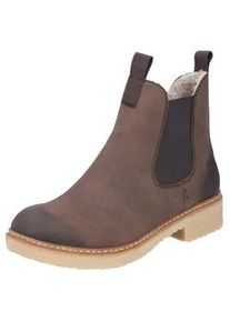 Winterstiefelette Rieker, Damen, Gr. 36, braun (braun used), Elastischer Einsatz, Lederimitat, Schuhe Winterstiefelette, Chelseaboots, Used-Look, mit Innenrei&szlig;verschluss und Stretcheinsatz