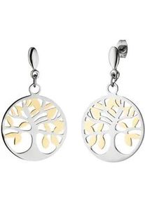 Paar Ohrh&auml;nger Jobo "Lebensbaum", silber (edelstahlfarben), Ohrringe, Damen, Edelstahl, Edelstahl bicolor