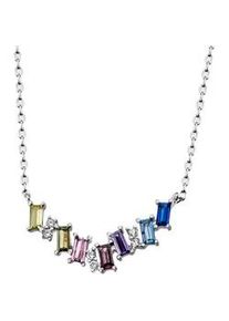 Kette mit Anh&auml;nger Firetti "Schmuck Geschenk Silber 925 Halsschmuck Halskette Collier Regenbogen", bunt (silberfarben, gelb, braun, rosa, violett, lila, hellblau, dunkelblau, kristallwei&szlig;), Halsketten, Damen, Silber 925 (Sterlingsilber), L: 45 B: 1,2mm, mit Zirkonia (synth.), B:1,2mm