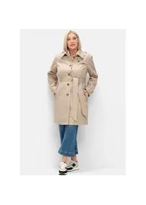 Trenchcoat sheego, Damen, Gr. 40, beige (softtaupe), 64% Baumwolle, 36% Polyester, unifarben, unifarben mit Farbeinsatz, unifarben mit Farbeins&auml;tzen, M&auml;ntel