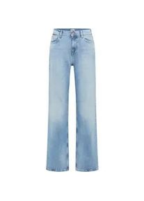 Weite Jeans Mustang "Madison Wide", Damen, Gr. 32, L&auml;nge 30, blau (medium bleach), Denim/Jeans, Obermaterial: 73% Baumwolle, 26% Lyocell, 1% Elasthan, unifarben, weit kn&ouml;chellang, Jeans