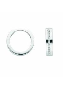 Adelia&acute;s Paar Creolen ADELIA ́S "Damen 333 Wei&szlig;gold Ohrringe Creolen mit Zirkonia", silber, Ohrringe, Damen, Damen, Gold Wei&szlig;gold 333, Gold, Wei&szlig;gold 333, mit Zirkonia Goldschmuck f&uuml;r Damen