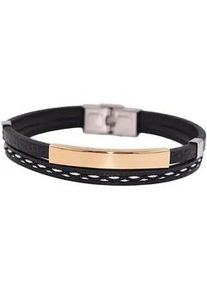 Lederarmband Firetti "Schmuck Geschenk Armschmuck ID-Armband- Optik", gelb (gelbgoldfarben, edelstahlfarben, schwarz, wei&szlig;), Armb&auml;nder, Herren, 20cm, Baumwolle Edelstahl Leder, Baumwolle, Edelstahl, Leder, Lederarmband, Made in Germany