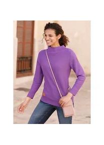 Strickpullover Casual Looks "Pullover", Damen, Gr. 42, lila, 100% Baumwolle, unifarben, Pullover Strickpullover