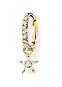 Single-Creole Thomas Sabo "mit Stern Anh&auml;nger", gold (gelbgoldfarben, wei&szlig;, kristallwei&szlig;), Ohrringe, Damen, Silber 925 (recycelt), mit Zirkonia (synth.)