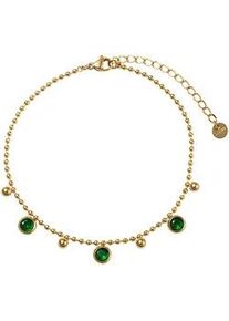 Fu&szlig;kette mit Anh&auml;nger Firetti "Schmuck Geschenk K&ouml;rperschmuck Kreise Kugeln", gold (gelbgoldfarben, gr&uuml;n, gr&uuml;n), Fu&szlig;ketten, Damen, Edelstahl, mit Zirkonia (synth.)