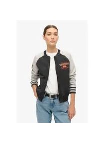 Superdry f&uuml;r Damen. W2012160A College Script Grafik gestrickte Bomberjacke schwarz (M), L&auml;ssig, Baumwolle, Nachhaltig